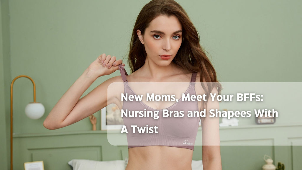 Nursing Bra advertisement featuring comfortable and supportive shapewear for new mothers